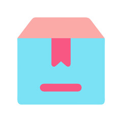 Minimalist blue and pink box illustration against black backdrop