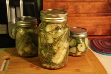 jars of pickled cucumbers