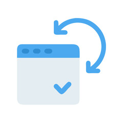 Synchronization completed icon on web interface with checkmark symbol