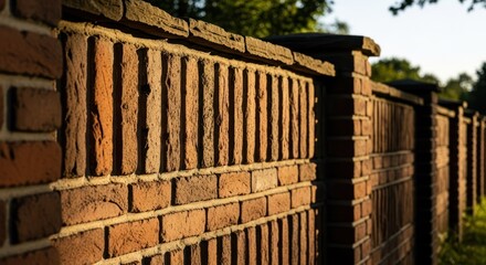 Brick wall with shadow and texture in natural light, outdoors