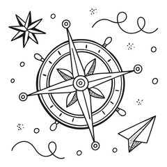 "Celestial Compass & Paper Plane Motif"