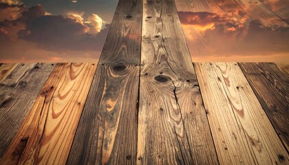 Rustic Wooden Planks at Sunset.