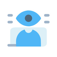Person under surveillance flat illustration with monitor and eye