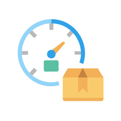 Express Delivery Time Concept with Box and Speedometer