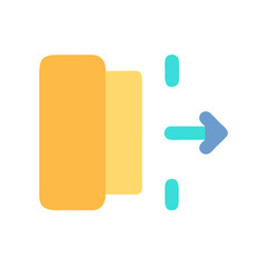 Abstract door illustration with arrow in flat design style