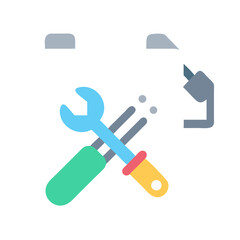 Wrench and file crossing each other flat design illustration