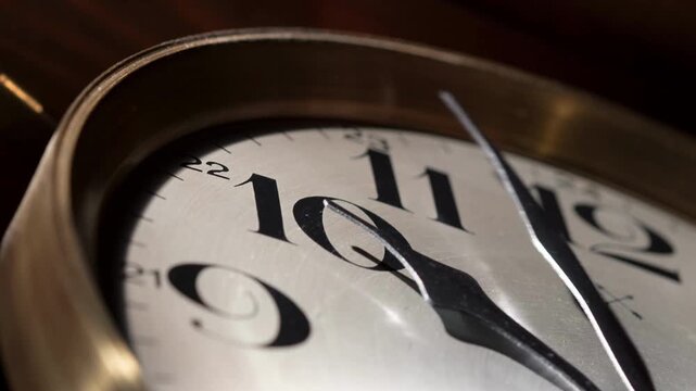 Close up white clock number moving fast forward. closeup watch timing concept business schedule hurry lifestyle