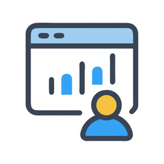 Web analytics presentation with user icon in minimalist style