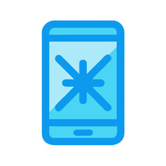Stylized smartphone icon with intersecting lines flat design style