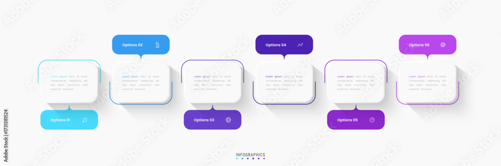 Wall mural vector infographic label design template with icons and 6 options or steps. can be used for process 