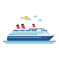 Obraz premium Large cruise ship sailing on the water under a sunny sky.