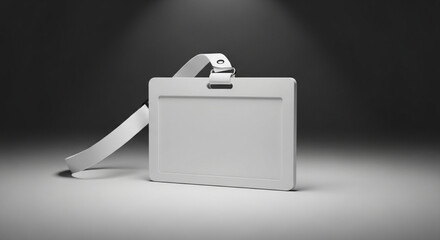 Blank White Horizontal ID Card Badge Holder Lanyard Mockup Under Spotlight for Business Identity Access