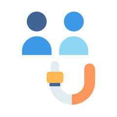 Attracting customers marketing concept with people and a magnet