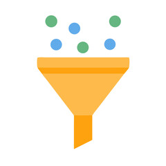 Funnel with blue and green particles on black background
