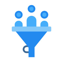 Blue funnel process filtering team data into key metrics