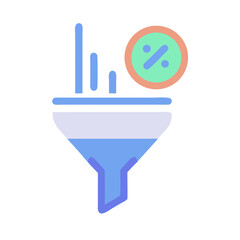 Data filtering funnel icon with percentage circle accent