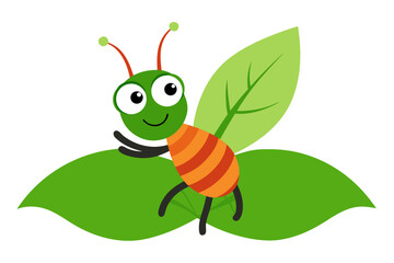 vector illustration of a green bug