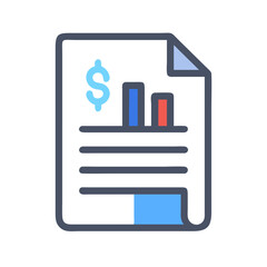 Financial report with dollar sign and graph on paper