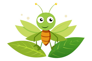 green grasshopper on a white background