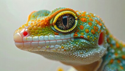 Close-up of a colorful gecko