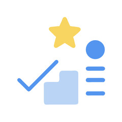 Task completed with checkmark, checklist, star symbol on black