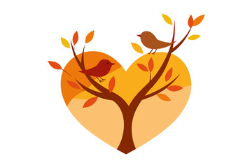 Naklejka premium heart with autumn leaves