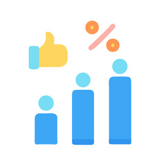 Bright bar graph and thumbs up showing positive trends