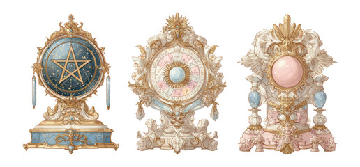 Decorative Art Display of Celestial Globe, Astrological Wheel, and Orb Structure