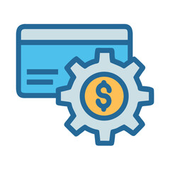 Credit card settings with gear and dollar sign icon