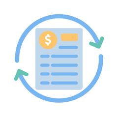 Money Transfer Cycle with document icon and arrow, stock image