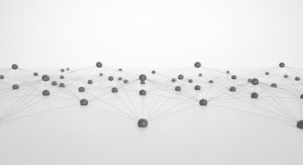 Grey spheres linked by lines, creating a network on a white plane