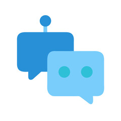 Blue and light blue speech bubbles on a black background