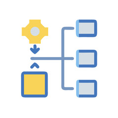 Workflow process chart illustrating connected data nodes on black