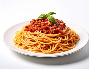 Spaghetti Bolognese - A Classic Italian Dish with Fresh Basil.