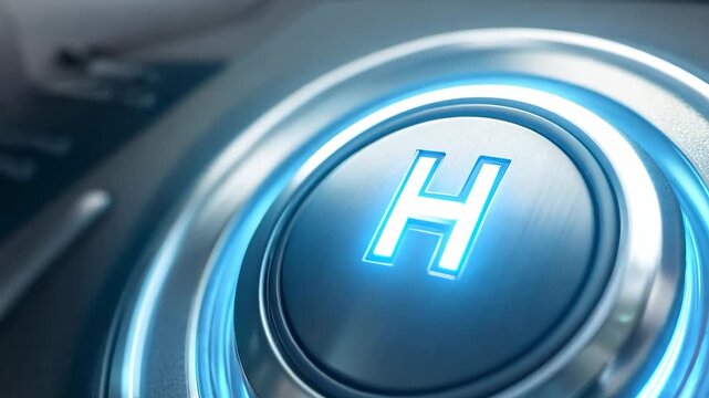 A hand pressing a button with an illuminated design