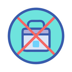 Prohibited briefcase sign, no work, no travel allowed