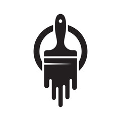 paintbrush dripping paint forming shape vector silhouette clip art logo design illustration