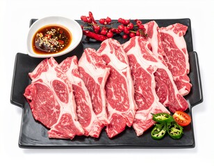 新鮮な牛肉とタレ