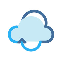 Cloud computing icon with rotation arrows on black background