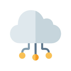Minimalist Cloud Computing Network with Light Gray and Gold