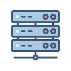 Isolated network server stack illustration for data storage concept