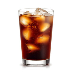 Iced Black Coffee in Transparent Glass with Ice Cubes Isolated on White Background