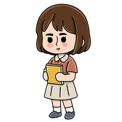 Character of a student reading a book