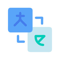 Obraz premium Abstract language translation with modern glyphs on contrasting squares