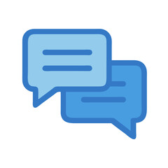 Two blue speech bubbles icon for chat messaging system