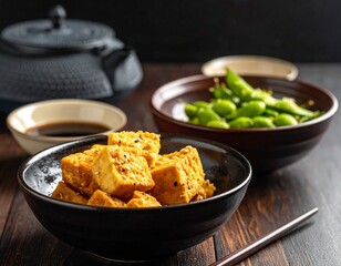 土瓶と厚揚げ豆腐と枝豆
