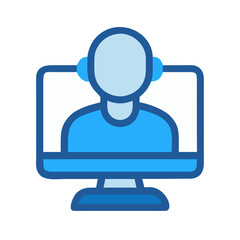 Online support representative on a computer screen interface