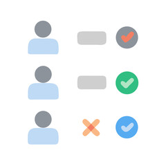 User data with acceptance, rejection, and moderation indicators