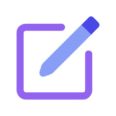 Write document icon illustration on black background with pencil