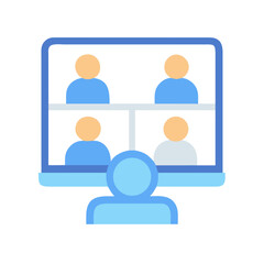 People in virtual meeting online on computer screen